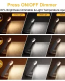 Lampada da Lettura LED Ricaricabile USB - Luce Notturna Portatile con Clip e Protezione per gli Occhi