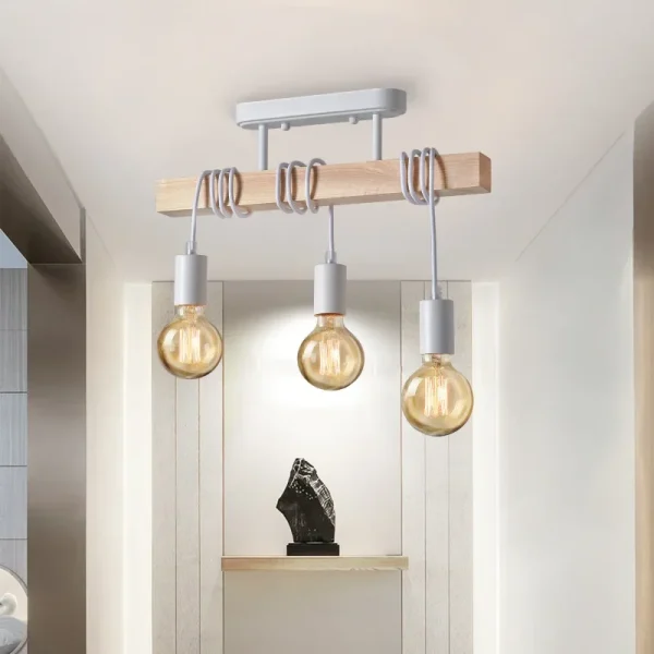 Lampadario in Legno Retro Americano: Illuminazione a Soffitto per Soggiorno, Sala da Pranzo e Camera da Letto