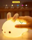 Lampada Notturna RGB Touch con Coniglio in Silicone - 16 Colori Ricaricabile USB, Regalo Ideale per Bambini