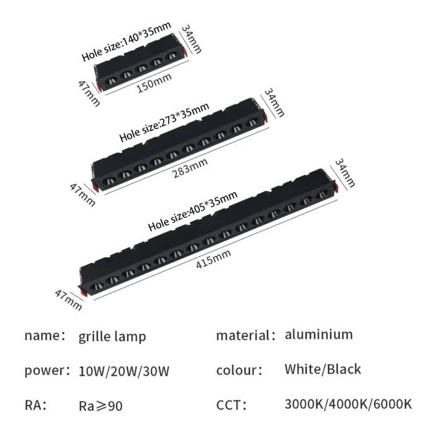 Faretto LED Dimmerabile 10W 20W 30W per Soffitto - Illuminazione Interna Recessed Grille Lamp