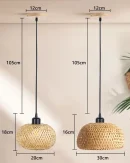 Lampadario in Rattan e Bambù Fatti a Mano con LED E27 - Illuminazione per Soggiorno e Decorazione Casa