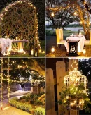 Lucine LED Solari da Giardino 7M/12M/22M/32M - Decorazioni Natalizie e Matrimonio, Impermeabili per Esterni