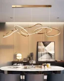 Lampadario Moderno a LED 5 Anelli in Oro Rosa per Soggiorno e Sala da Pranzo - Illuminazione Interna Elegante