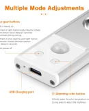Lampada Notturna LED Wireless Ricaricabile USB con Sensore di Movimento - Luce per Armadio e Lettura a 3 Colori