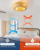 Ventilatore da Soffitto Moderno con Luce in Rattan Bambù - Lampada Retro con Telecomando LED