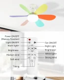 Ventilatore da Soffitto con Luce E27 e Telecomando - Ventilatore Lampada Dimmerabile per Uso Domestico 85-265V