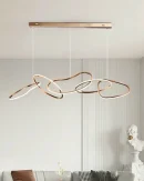 Lampadario Moderno a LED 5 Anelli in Oro Rosa per Soggiorno e Sala da Pranzo - Illuminazione Interna Elegante
