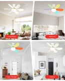 Ventilatore da Soffitto con Luce E27 e Telecomando - Ventilatore Lampada Dimmerabile per Uso Domestico 85-265V