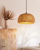 Lampadario in Rattan e Bambù Fatti a Mano con LED E27 - Illuminazione per Soggiorno e Decorazione Casa
