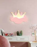 Lampada da Parete Rosa a Forma di Corona con Telecomando per Camera Bambini - Illuminazione Notturna per Nursery e Scuola