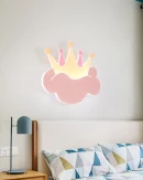 Lampada da Parete Rosa a Forma di Corona con Telecomando per Camera Bambini - Illuminazione Notturna per Nursery e Scuola
