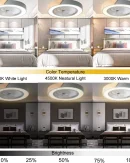 Ventilatore a Soffitto Moderno LED con Lampada in Legno e Telecomando - Dimmabile 3 Colori e Timer