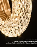 Lampadario LED Ovale Semplice in Cristallo Dorato per Soggiorno e Camera da Letto - Illuminazione Creativa e Elegante