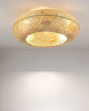 Ventilatore da Soffitto Moderno con Luce in Rattan Bambù - Lampada Retro con Telecomando LED