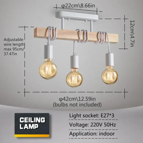 Lampadario in Legno Retro Americano: Illuminazione a Soffitto per Soggiorno, Sala da Pranzo e Camera da Letto