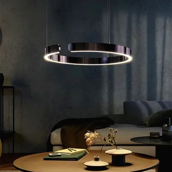 Lampadario LED Rotondo Nordic C-shape per Soggiorno, Camera da Letto e Ristoranti - Illuminazione Elegante per la Casa