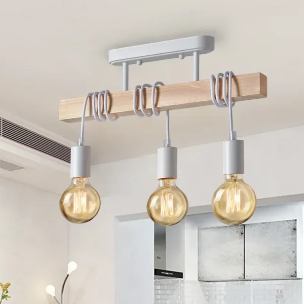 Lampadario in Legno Retro Americano: Illuminazione a Soffitto per Soggiorno, Sala da Pranzo e Camera da Letto