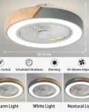 Ventilatore a Soffitto Moderno LED con Lampada in Legno e Telecomando - Dimmabile 3 Colori e Timer