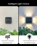 Faro Solare 16LED Impermeabile per Esterni - Lampada da Parete a Quattro Foglie per Giardino e Balcone (2 Pezzi)
