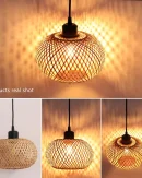 Lampadario in Rattan e Bambù Fatti a Mano con LED E27 - Illuminazione per Soggiorno e Decorazione Casa