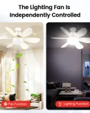 Ventilatore da Soffitto con Luce E27 e Telecomando - Ventilatore Lampada Dimmerabile per Uso Domestico 85-265V