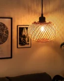 Lampadario in Rattan e Bambù Fatti a Mano con LED E27 - Illuminazione per Soggiorno e Decorazione Casa