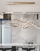 Lampadario Moderno a LED 5 Anelli in Oro Rosa per Soggiorno e Sala da Pranzo - Illuminazione Interna Elegante