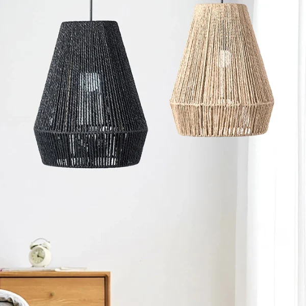 Lampadario Moderno in Rattan Intrecciato per Cucina e Sala da Pranzo - Illuminazione Stile Country