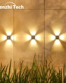 Faro Solare 16LED Impermeabile per Esterni - Lampada da Parete a Quattro Foglie per Giardino e Balcone (2 Pezzi)