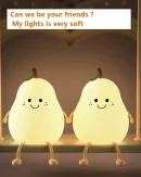 Lampada Notturna LED a Forma di Pera Ricaricabile per Bambini - Luce Dimmabile in Silicone con 7 Colori per Camera da Letto