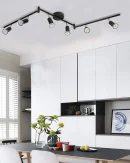 Lampada da Soffitto LED 6 Teste GU10 Rotabile Nera per Soggiorno e Camera da Letto - Illuminazione Spot AC90-260V