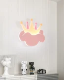 Lampada da Parete Rosa a Forma di Corona con Telecomando per Camera Bambini - Illuminazione Notturna per Nursery e Scuola