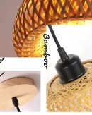 Lampadario in Rattan e Bambù Fatti a Mano con LED E27 - Illuminazione per Soggiorno e Decorazione Casa