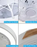 Ventilatore a Soffitto Moderno LED con Lampada in Legno e Telecomando - Dimmabile 3 Colori e Timer