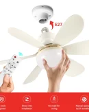 Ventilatore da Soffitto con Luce E27 e Telecomando - Ventilatore Lampada Dimmerabile per Uso Domestico 85-265V